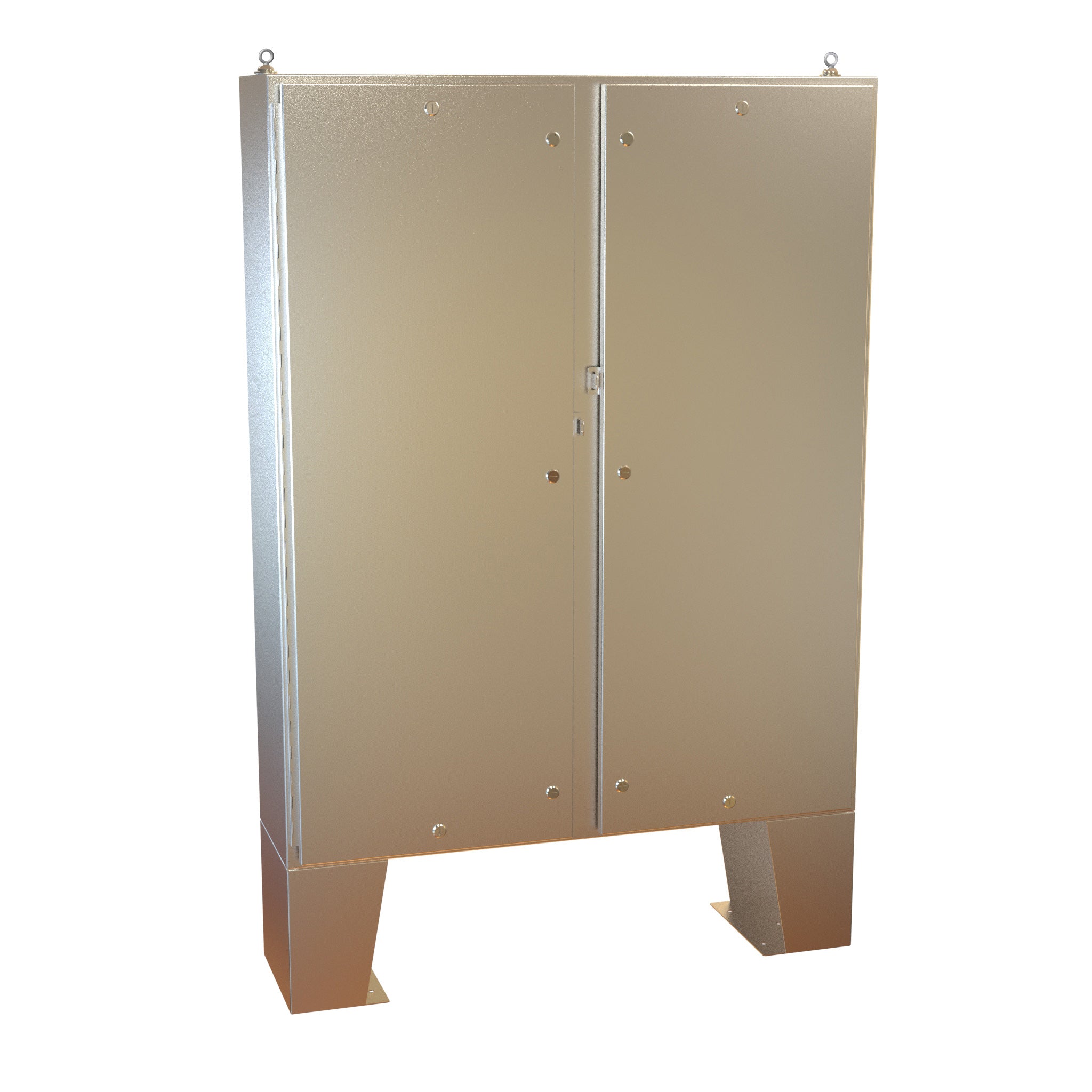 Type 4X Stainless Steel Two Door Floormount Enclosure¬†1422 N4 QT 316 SS (NON-STOCKING ITEM - LEAD TIME VARIES)