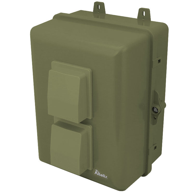 Altelix 12x9x7 PC+ABS Weatherproof Vented Utility Box NEMA Enclosure with Cooling Fan, 120 VAC 3-Prong Power Plug & Power Cord - 0