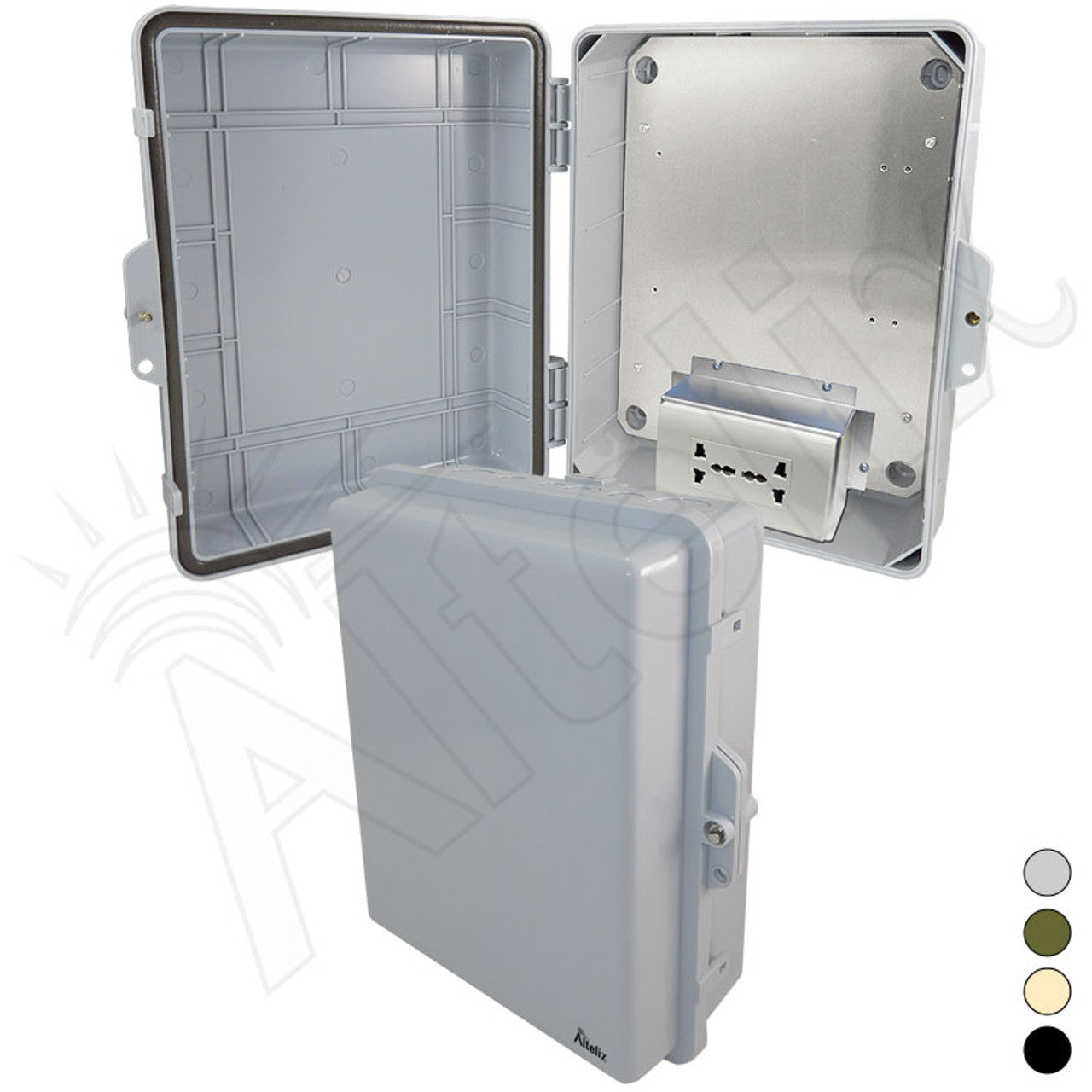 Altelix 14x11x5 Polycarbonate + ABS Weatherproof NEMA Enclosure with 100-240 VAC Universal Power Outle