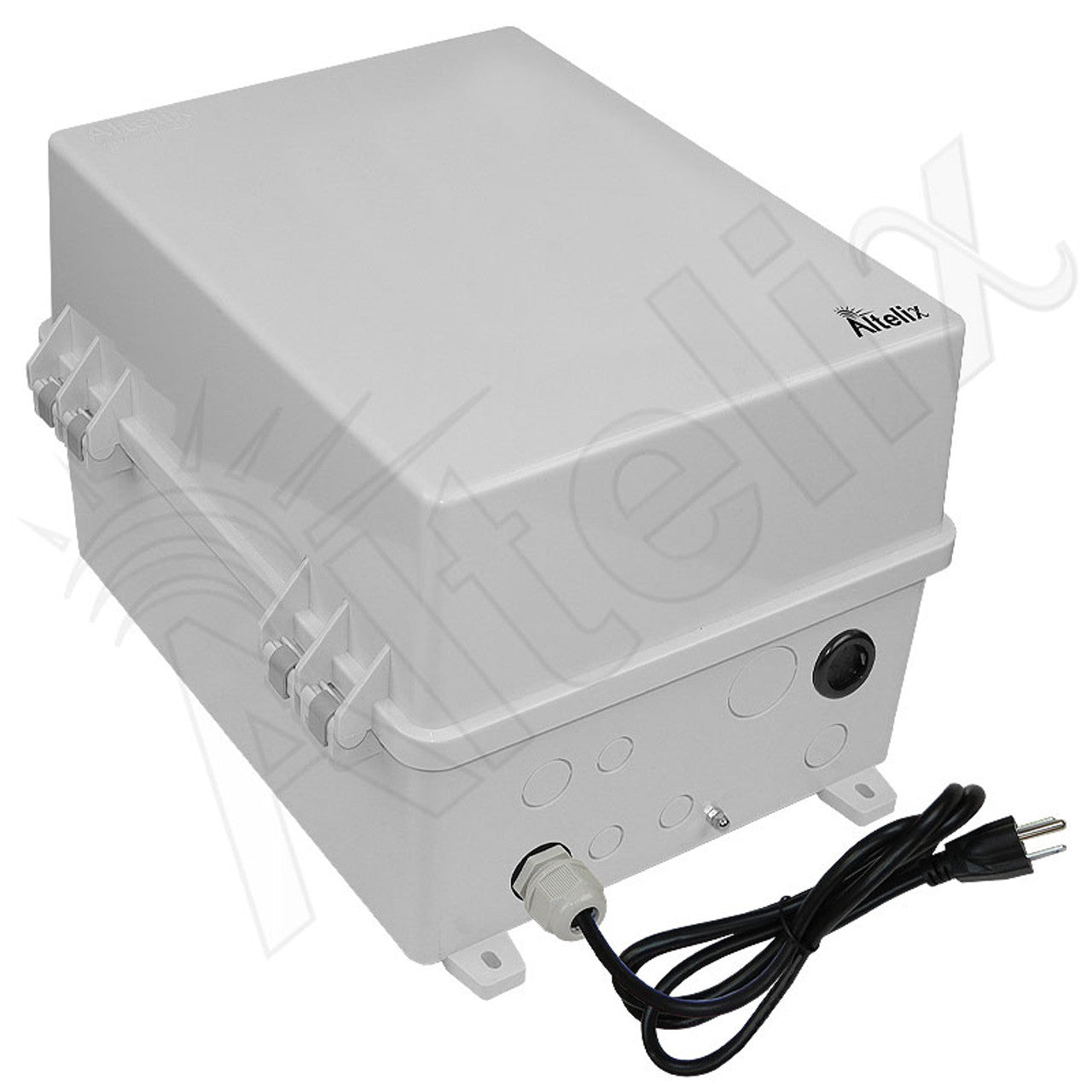 Altelix 14x11x9 Polycarbonate + ABS NEMA 4X RF Transparent Outdoor WiFi Enclosure with No-Drill PVC Equipment Mounting Plate, 120 VAC Outlets & Power Cord