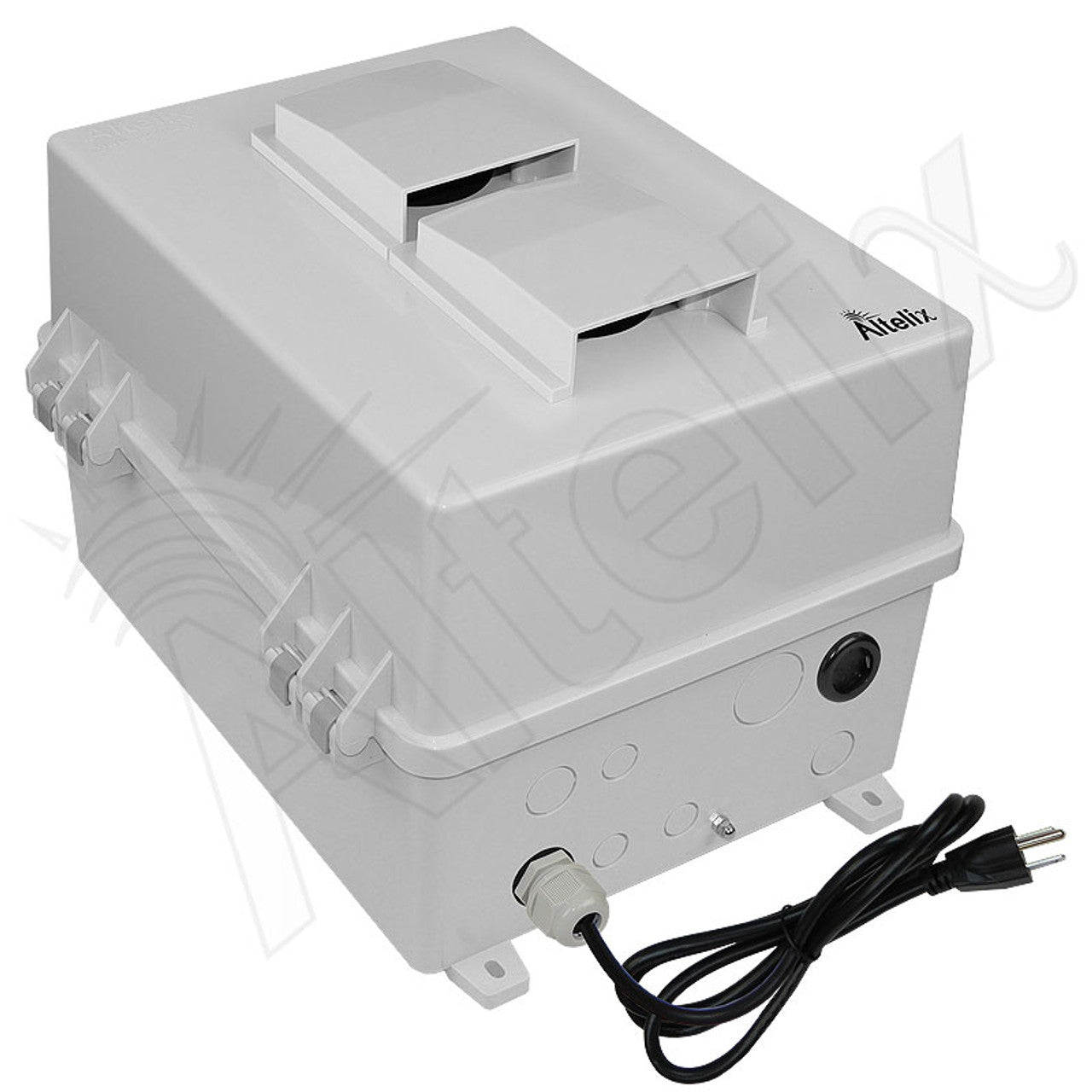 Altelix 14x11x9 Polycarbonate + ABS Vented RF Transparent Outdoor WiFi Enclosure with Cooling Fan, 120 VAC Outlets & Power Cord