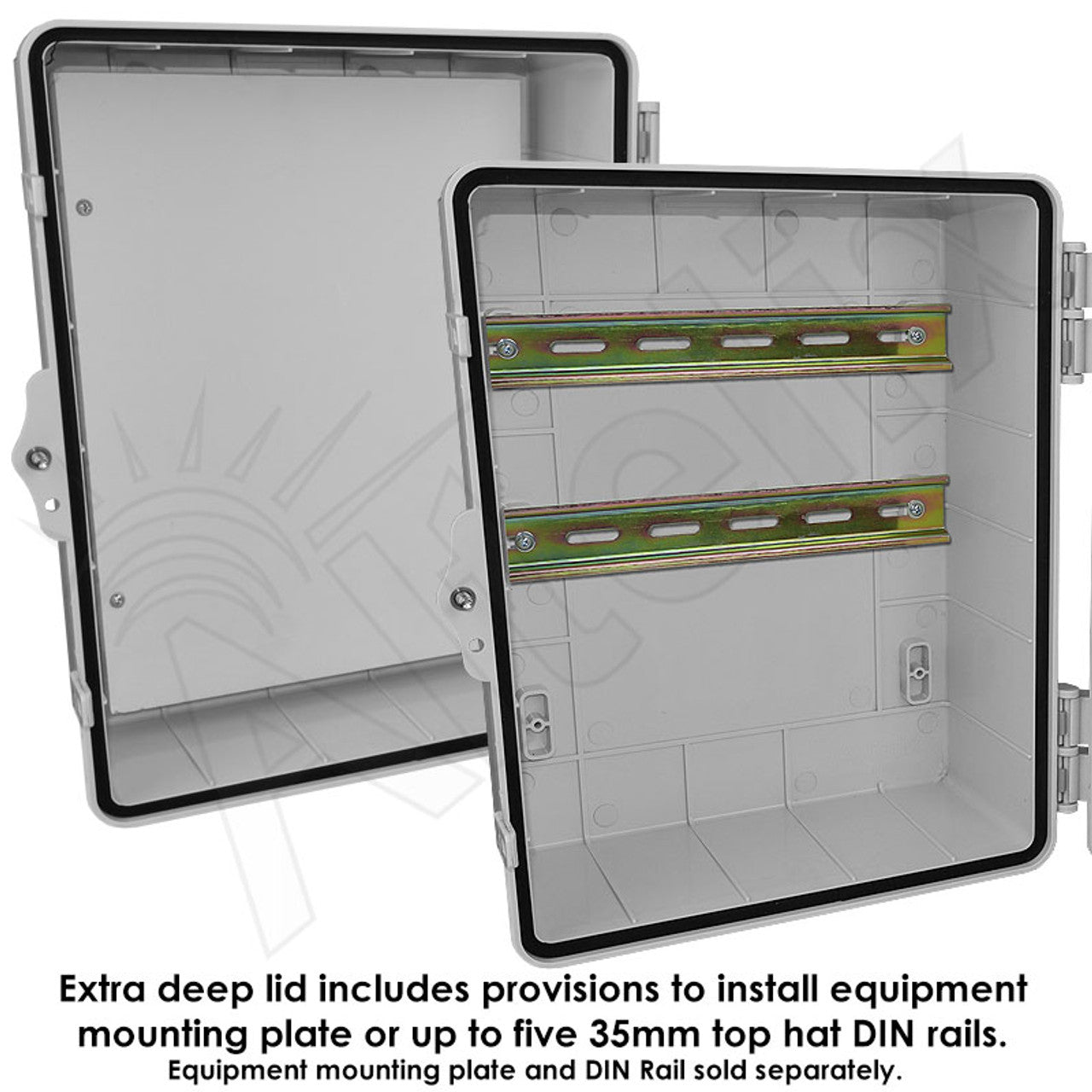 Altelix 14x11x9 Polycarbonate + ABS NEMA 4X RF Transparent Outdoor WiFi Enclosure with No-Drill PVC Equipment Mounting Plate, 120 VAC Outlets & Power Cord