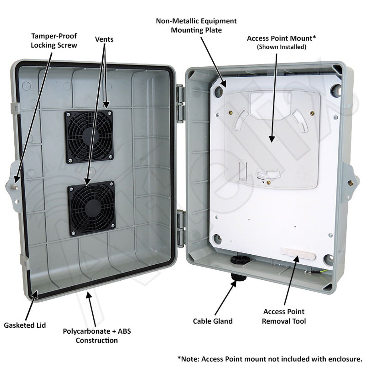 Altelix Vented Weatherproof Enclosure for TP-Link¬Æ AC1350 EAP225 V3 Access Point - 0
