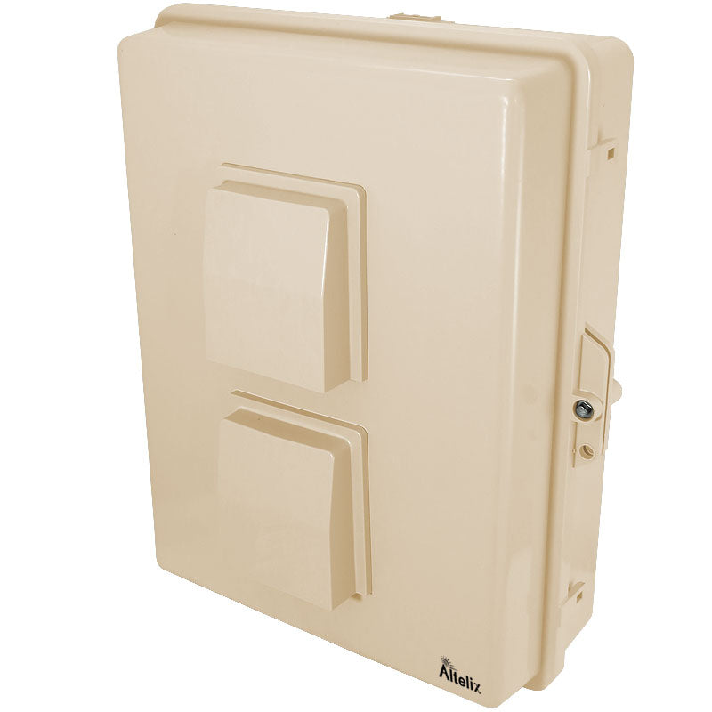 Buy light-ivory Altelix 17x14x6 Vented Polycarbonate + ABS Weatherproof NEMA Enclosure with Cooling Fan, 120 VAC Outlets, (2) USB Ports &amp; Power Cord