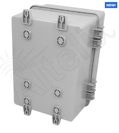 Altelix 12x9x9 Polycarbonate + ABS Vented Enclosure with Aluminum Equipment Mounting Plate, 120 VAC Outlets & Power Cord
