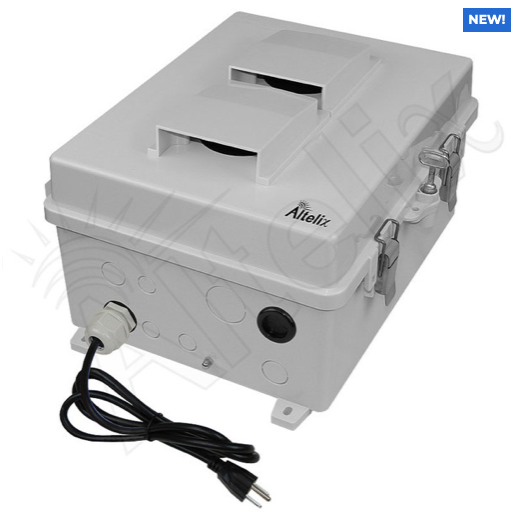 Altelix 14x11x7 Polycarbonate + ABS Vented RF Transparent Outdoor WiFi Enclosure with Cooling Fan, 120 VAC Outlets & Power Cord - 0