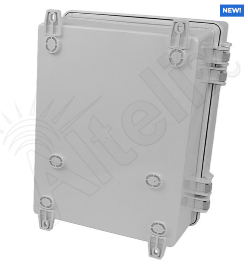 Altelix 14x11x7 Polycarbonate + ABS Vented RF Transparent Outdoor WiFi Enclosure with Cooling Fan, 120 VAC Outlets & Power Cord