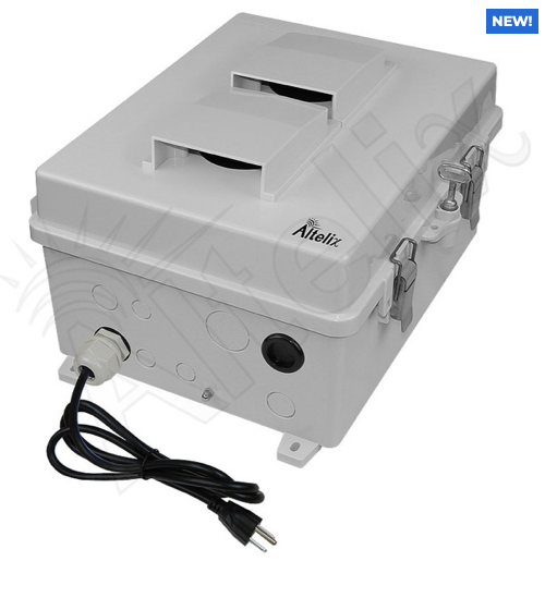 Altelix 14x11x7 Polycarbonate + ABS Vented Enclosure with Aluminum Equipment Mounting Plate, 120 VAC Outlets & Power Cord - 0