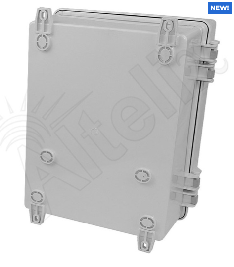 Altelix 14x11x7 Polycarbonate + ABS Vented Enclosure with Aluminum Equipment Mounting Plate, Cooling Fan, 120 VAC Outlets & Power Cord