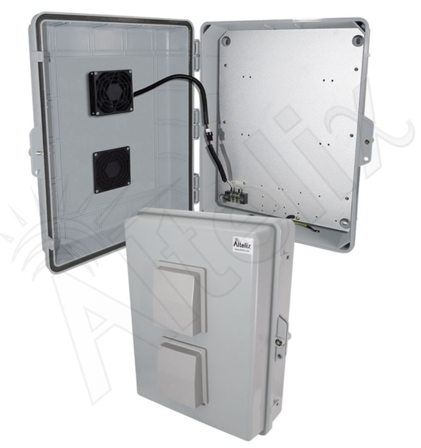 Altelix 17x14x6 Vented Polycarbonate + ABS Weatherproof NEMA Enclosure with 12 VDC Cooling Fan
