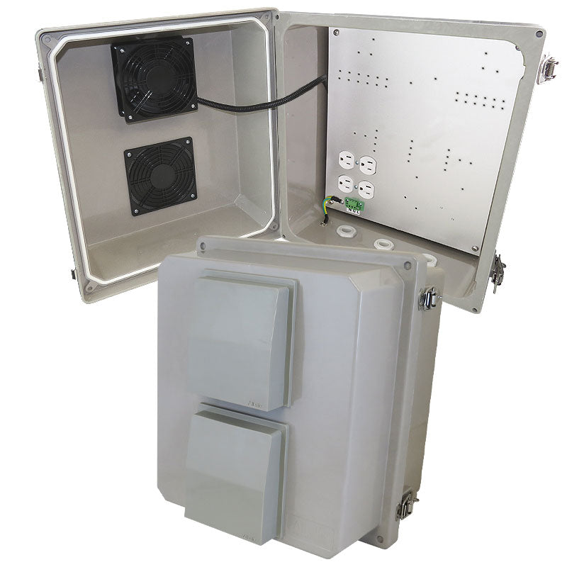 Altelix Fiberglass Weatherproof Vented NEMA Enclosure with Cooling Fan and 120 VAC Outlets