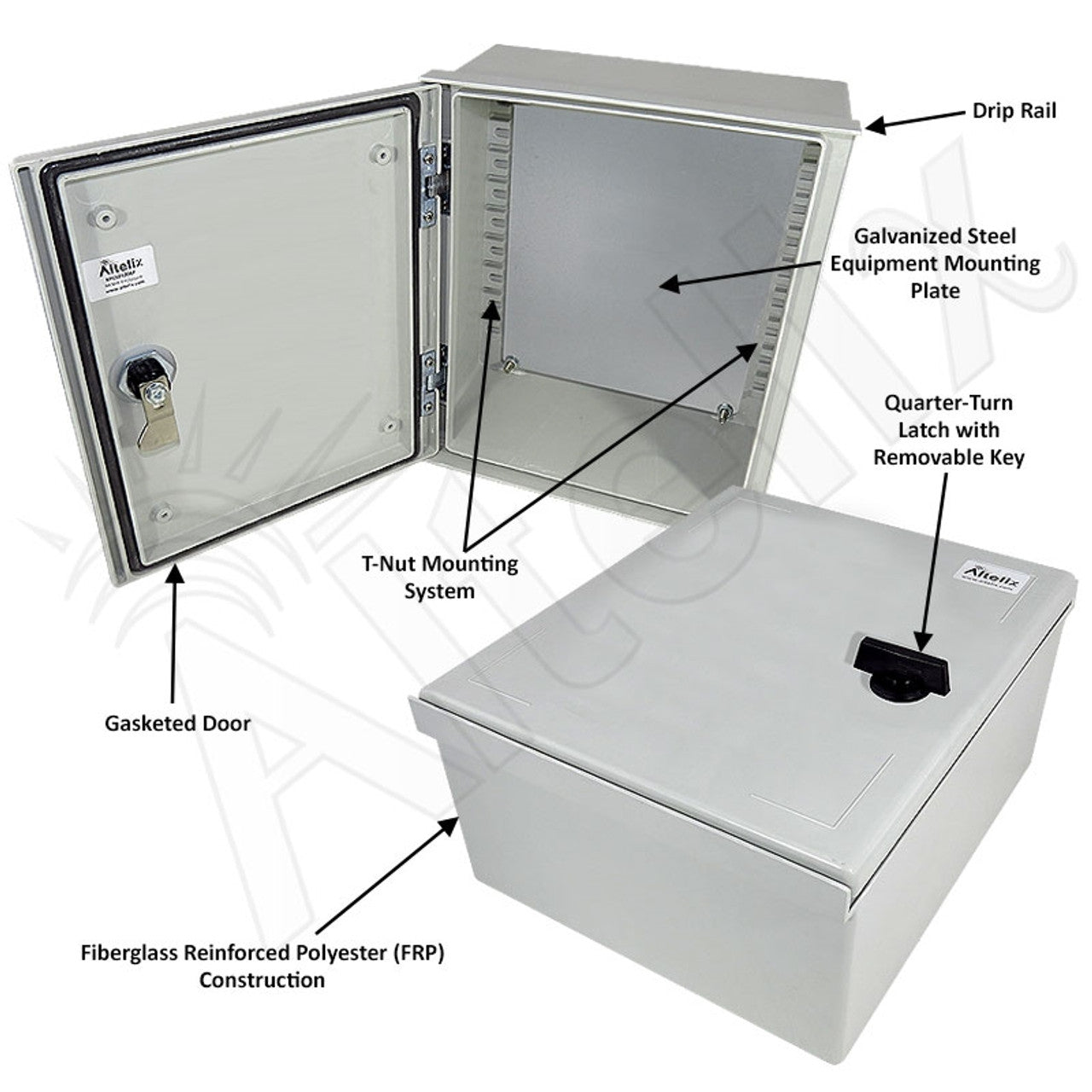 Altelix NEMA 3X Fiberglass Weatherproof Enclosure with Steel Equipment Mounting Plate - 0