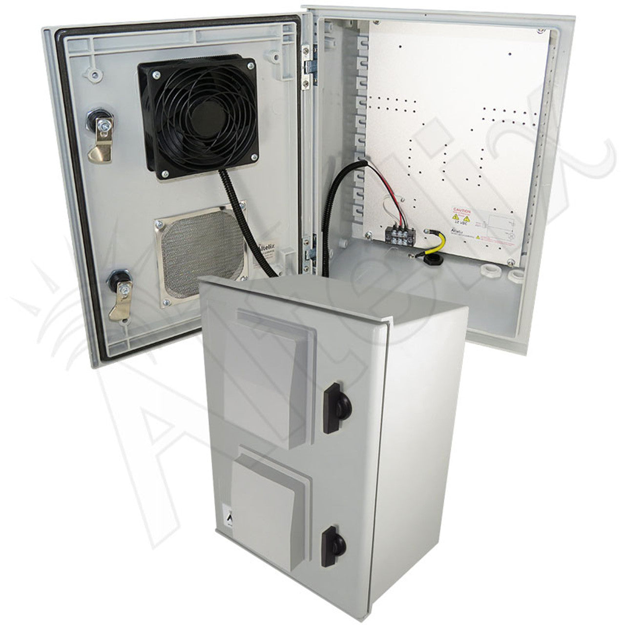 Altelix Vented Fiberglass Weatherproof NEMA Enclosure with 48 VDC Cooling Fan