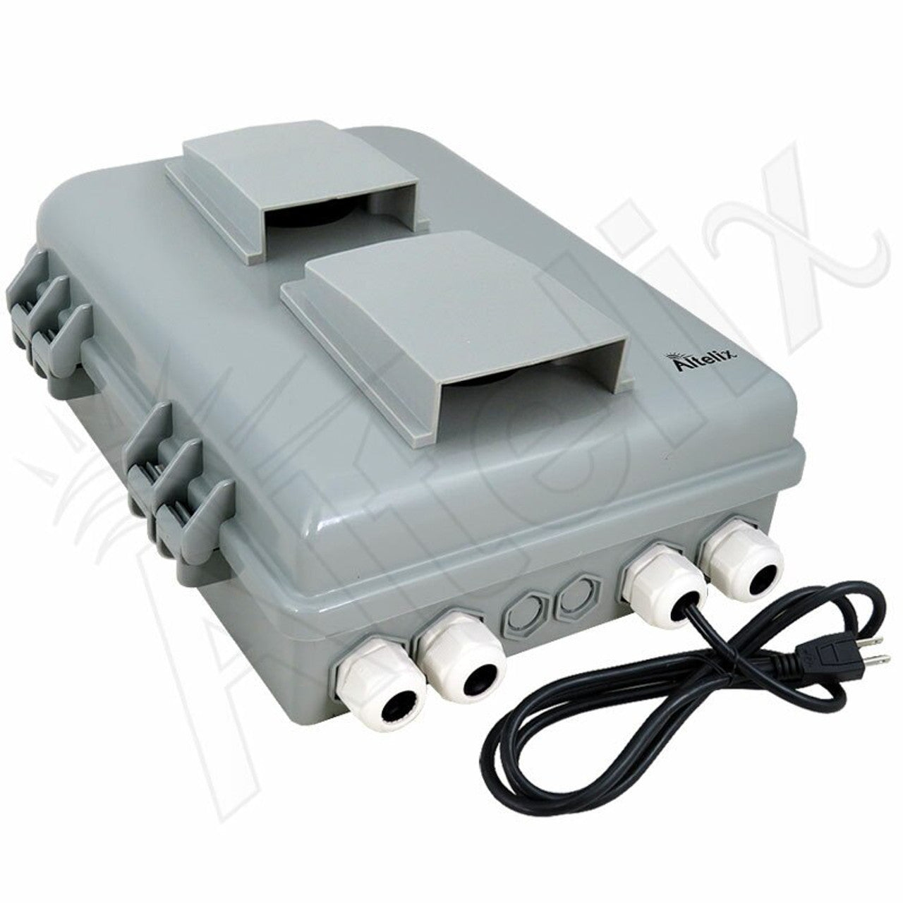 Altelix 13x10x4 PC+ABS Weatherproof Vented Utility Box NEMA Enclosure with Cooling Fan, 120 VAC Outlet & Power Cord