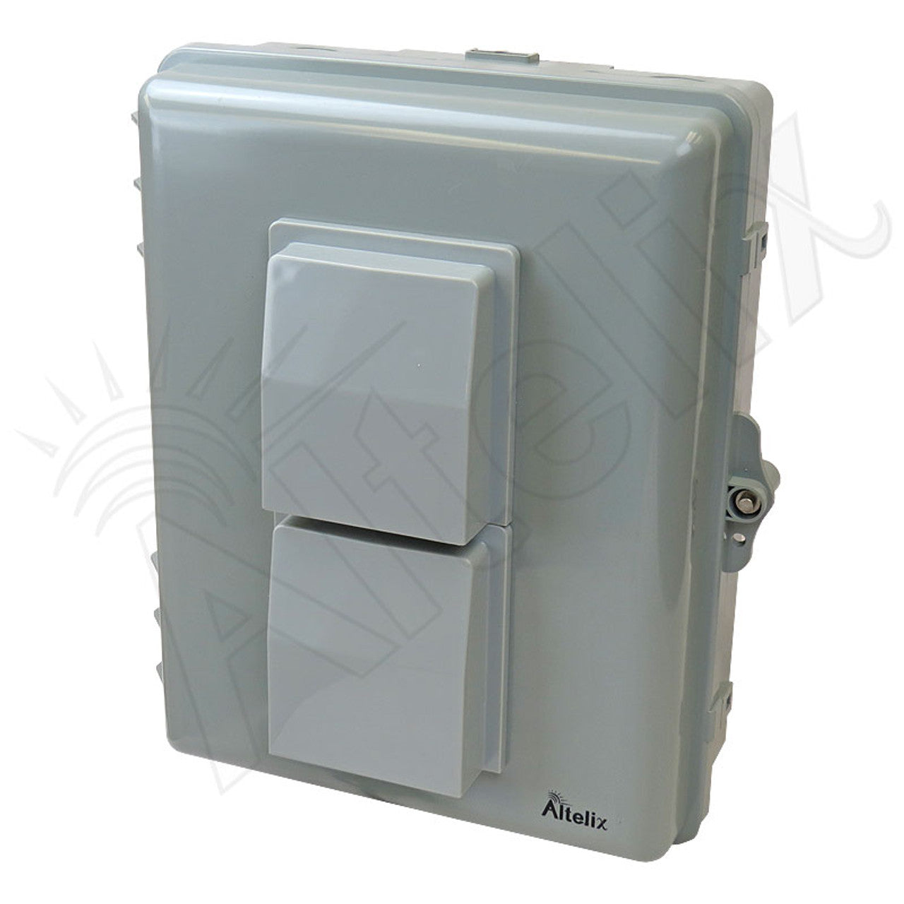 Buy gray Altelix Weatherproof Vented WiFi Enclosure with No-Drill Equipment Mounting Plate, 120VAC Outlets and Power Cord