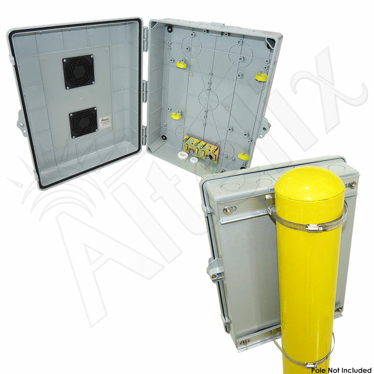 Altelix 17x14x6 PC + ABS Weatherproof Vented Utility Box NEMA Enclosure with Pole Mount Kit